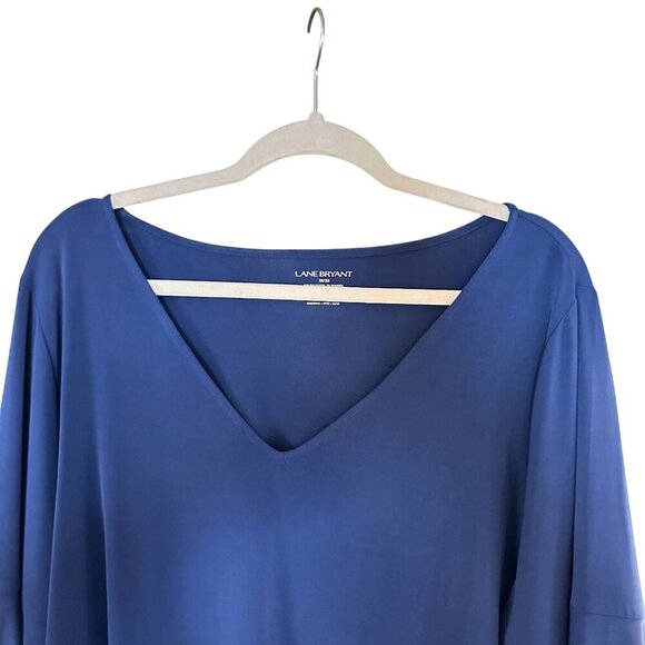 Lane Bryant Womens Top Blouse Size 18 20 Royal Blue 3/4 Length Sleeve - Picture 2 of 2